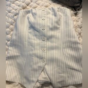 Abercrombie & Fitch White Pinstripe Tube Top